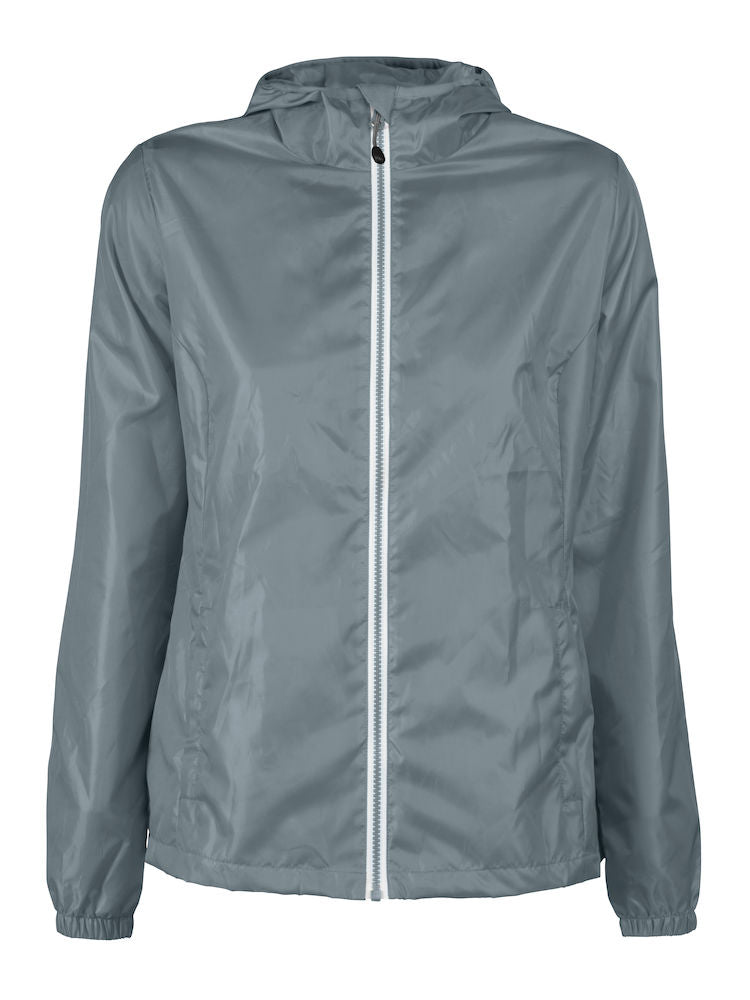 Reinkebedrijfskleding windbreaker, grijs, met capuchon, rits middenvoor, elastische mouwuiteinden, zijzakken.