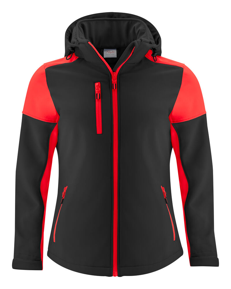Prime Softshell Jas Dames Zwart/Rood