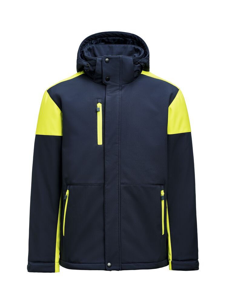 Prime Padded Softshell Jas Heren Marine/Neongeel