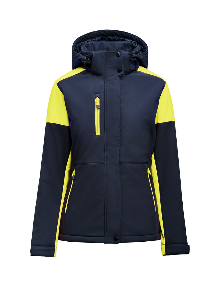 Prime Padded Softshell Jas Dames Marine/Neongeel