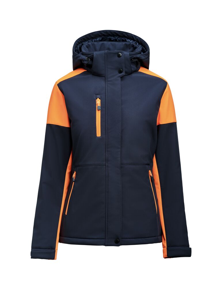 Prime Padded Softshell Jas Dames Marine/Neonoranje