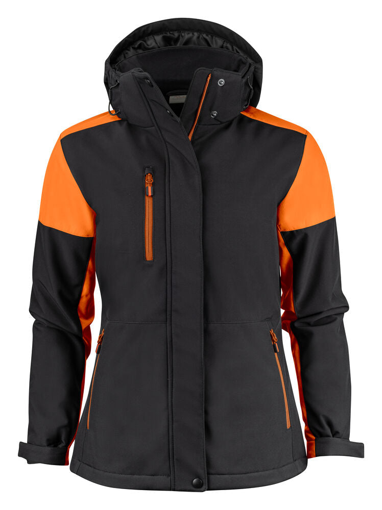 Prime Padded Softshell Jas Dames Zwart/Oranje