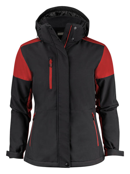 Prime Padded Softshell Jas Dames Zwart/Rood