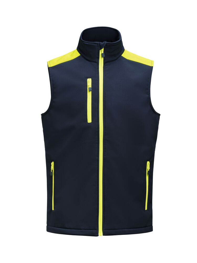 Prime Softshell Bodywarmer Heren Marine/Neongeel