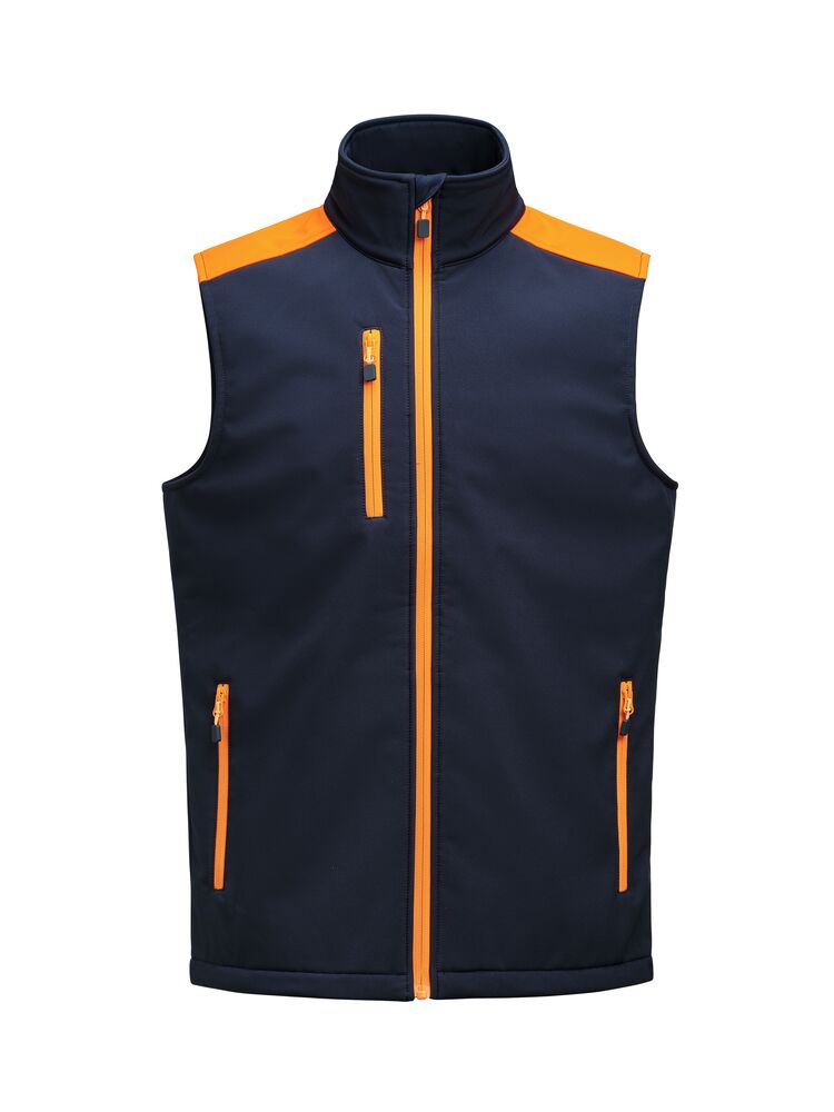 Prime Softshell Bodywarmer Heren Marine/Neonoranje