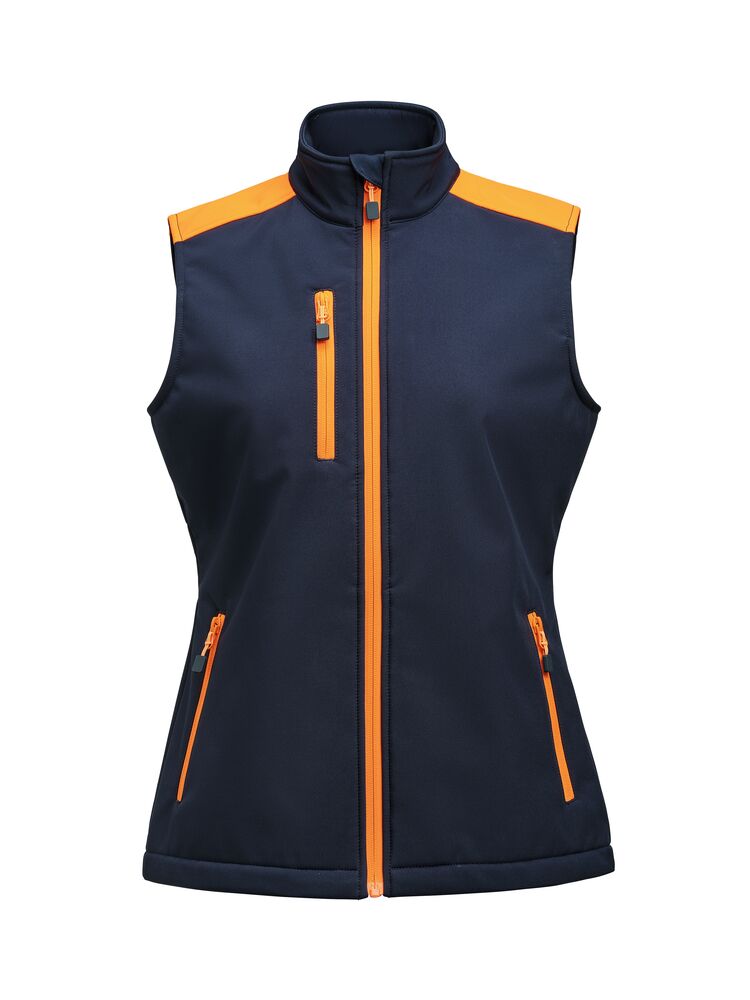 Prime Softshell Bodywarmer Dames Marine/Neonoranje
