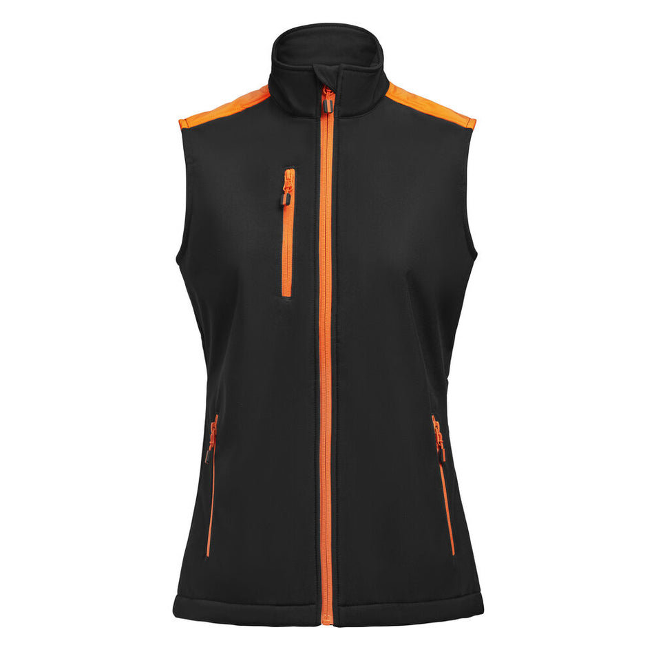 Prime Softshell Bodywarmer Dames Zwart/Oranje