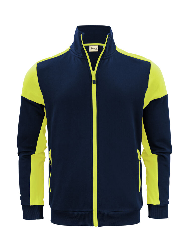 Prime Sweater Volledige Rits Heren Marine/Neongeel