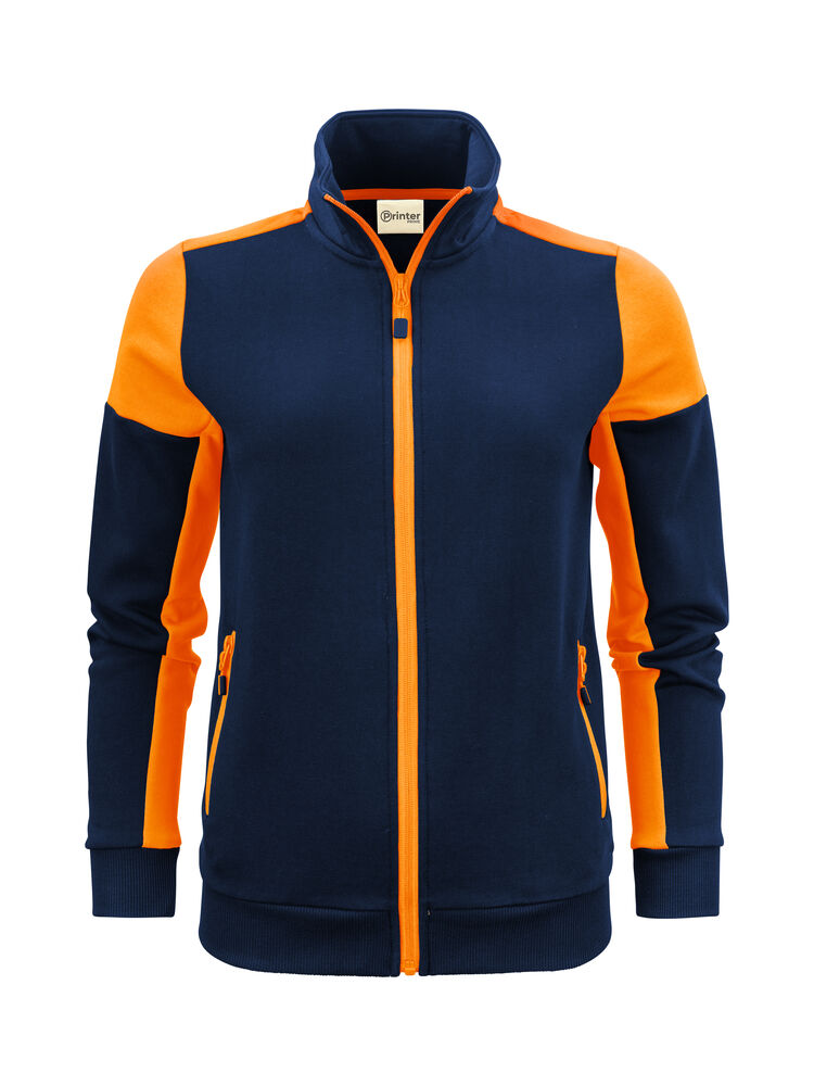 Prime Sweater Volledige Rits Dames Marine/Neonoranje