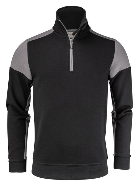 Prime Sweater Halve Rits Unisex Zwart/Staalgrijs