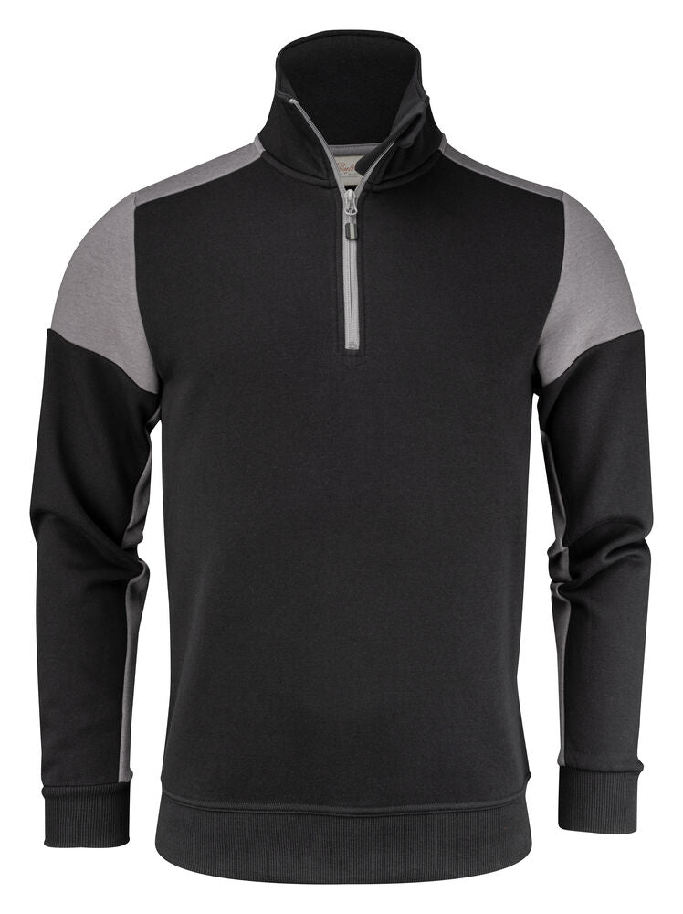 Prime Sweater Halve Rits Unisex Zwart/Staalgrijs