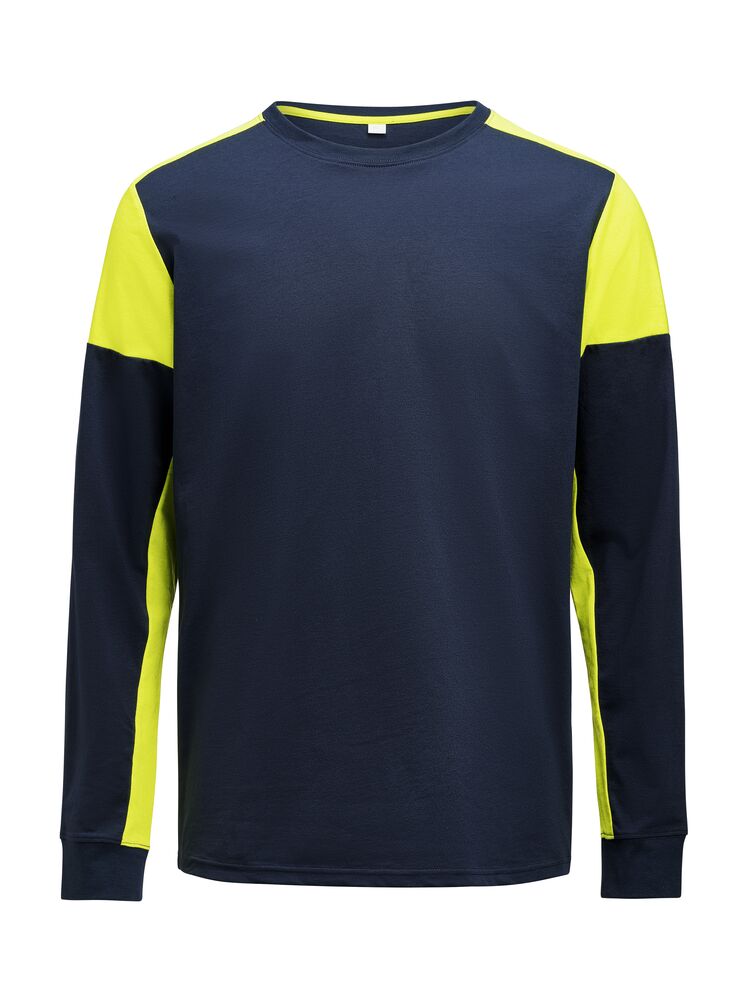 Prime T-shirt Long Sleeve T-shirt Heren Marine/Neongeel