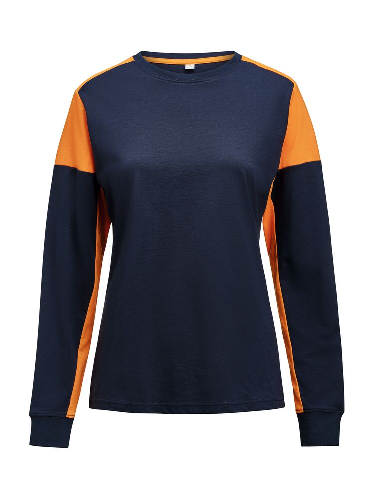 Prime T-shirt Long Sleeve T-shirt Dames Marine/Neonoranje