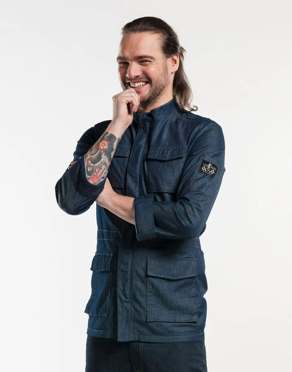 Chaud Devant Koksbuis Parka Blue Denim Stretch