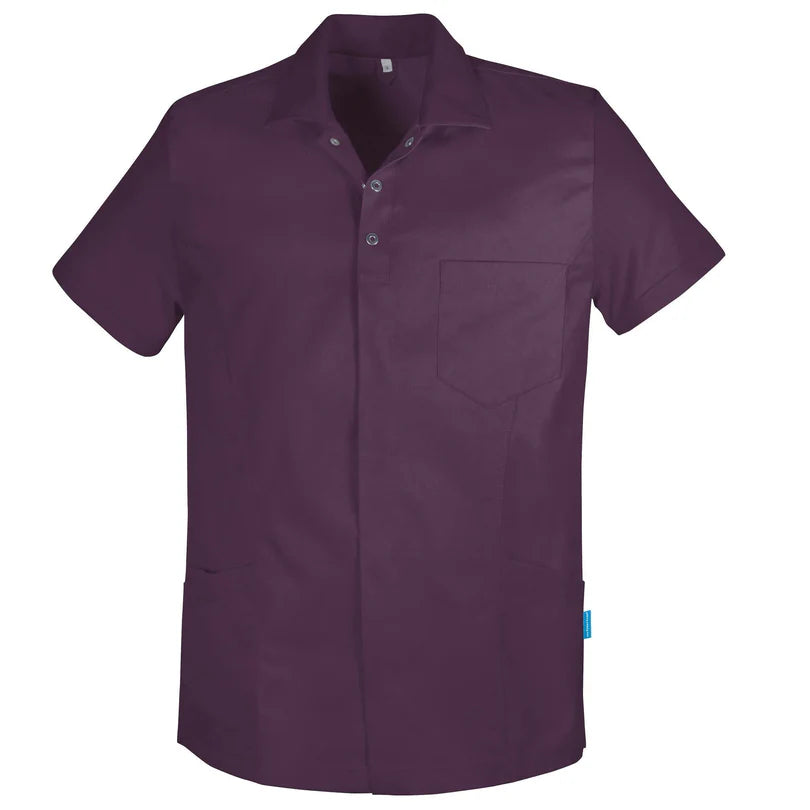 De Berkel SOLAS Unisex jack Piqué cassis met borstzak en korte mouwen, knoopsluiting en gladde textuur.