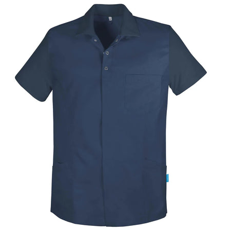 De Berkel SOLAS Unisex jack Piqué marineblauw met korte mouwen, drukknopen, borstzak en soepele stof.