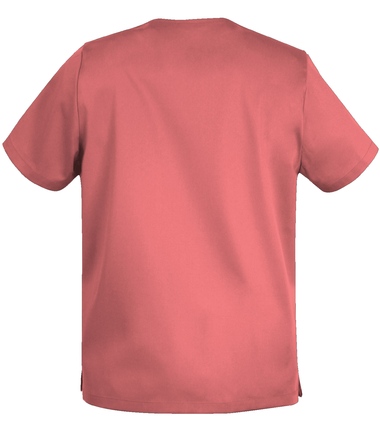 De Berkel LEO unisex jack in koraal, korte mouwen, zachte stof, zonder zichtbare zakken of ritsen.