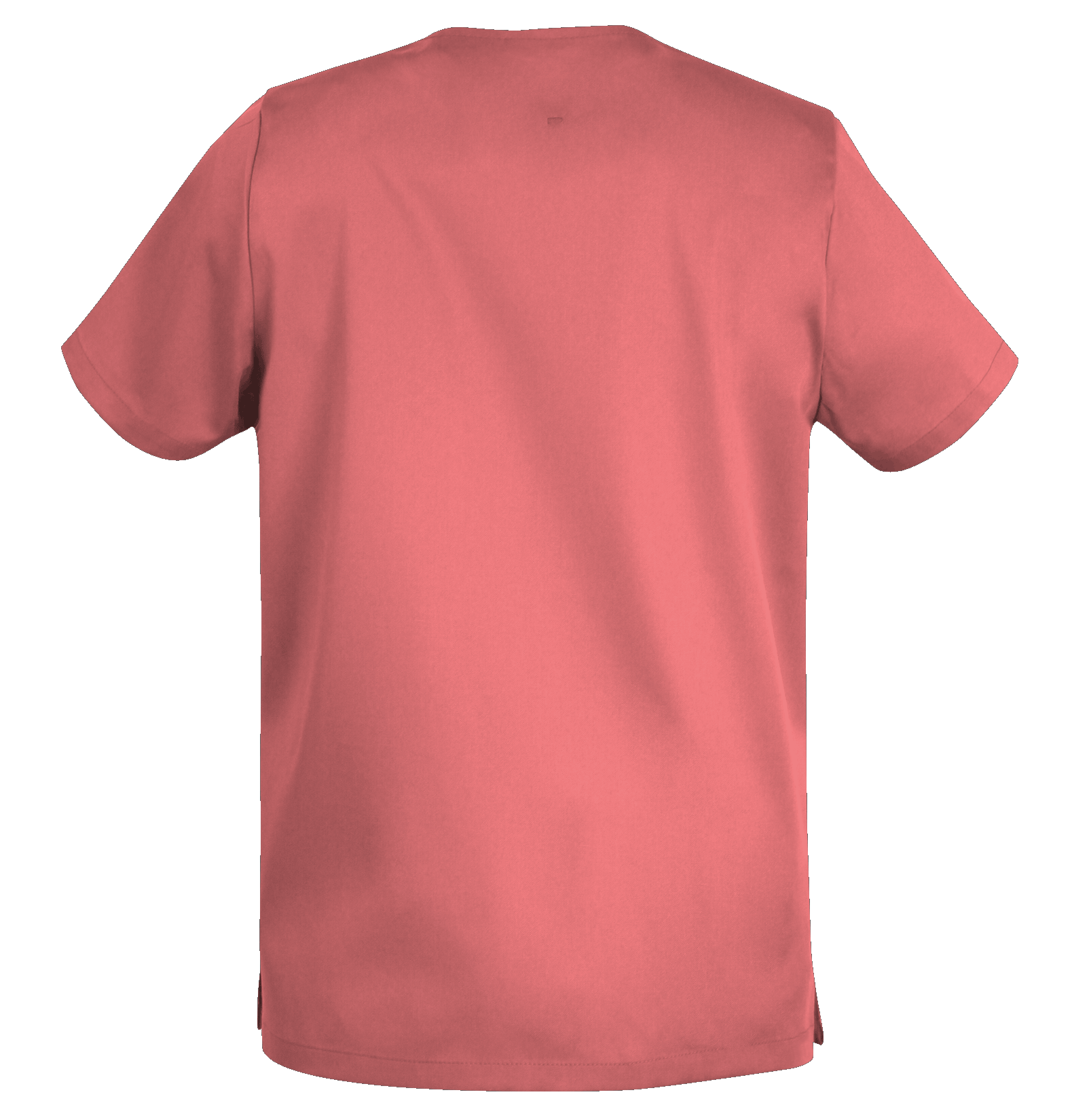 De Berkel MILO unisex hes in koraal, korte mouwen, gladde stof, zonder zichtbare zakken of ritsen.