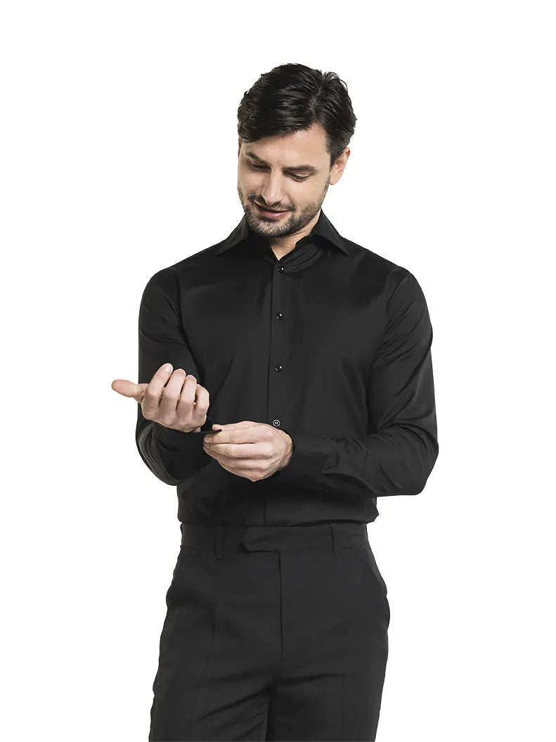 Chaud Devant Overhemd Men Black Stretch