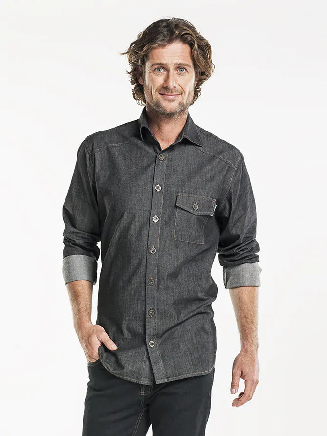 Chaud Devant Overhemd Men Antra Denim Stretch