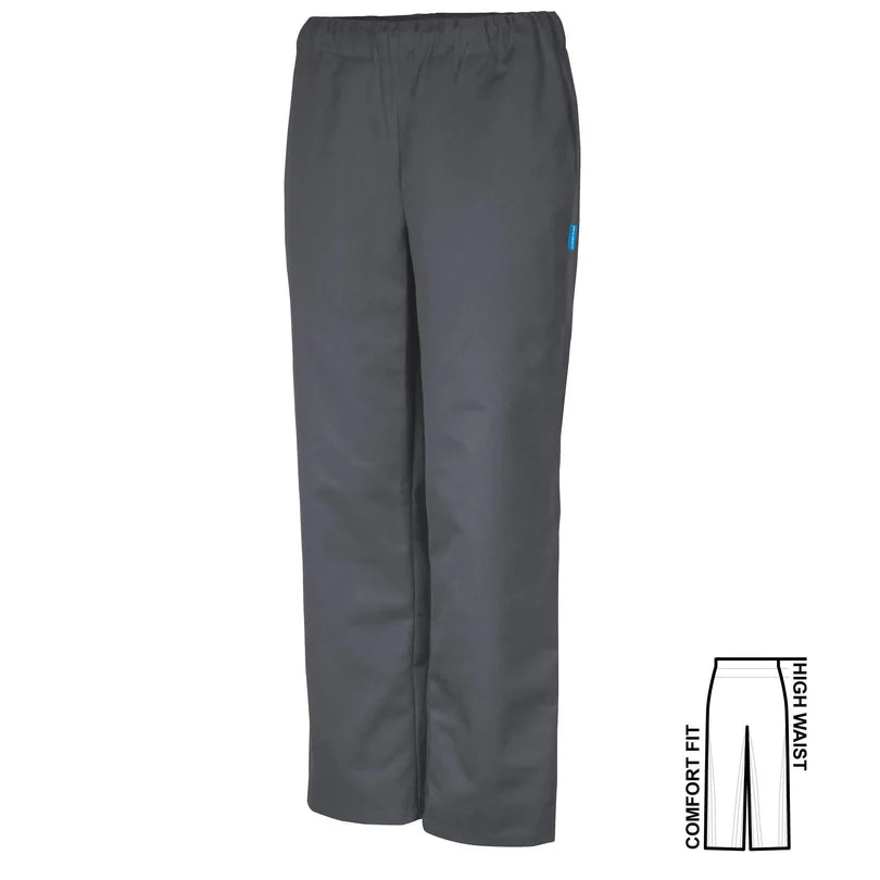 Antraciet De Berkel FONS unisex comfortbroek met elastische tailleband en rechte pijpen.