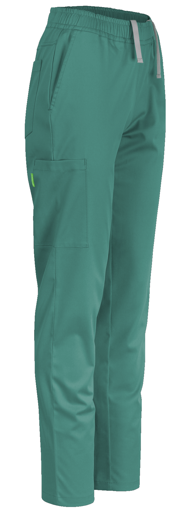 Petrolgroene De Berkel LYNN damesbroek met elastische tailleband, zijzakken en cargozak, casual stijl.