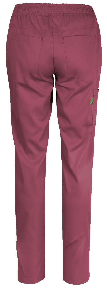 De Berkel LYNN dames casual broek berry met elastische taille, achterzakken en zijzak van katoenmix.