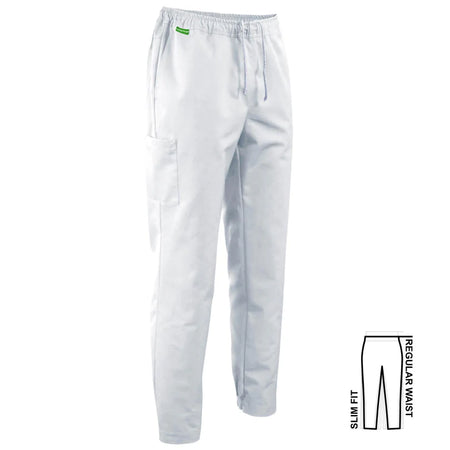 Witte De Berkel CASPER herenbroek met elastische tailleband, zijzak en slanke pasvorm.