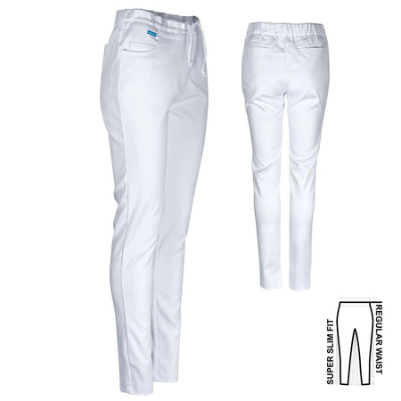 Witte De Berkel JANA damesbroek, slim fit stretch, met tailleband en zijzakken.