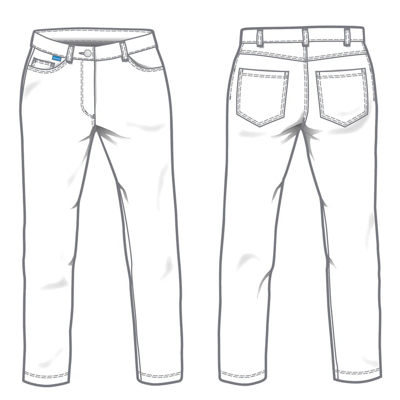 Witte De Berkel JANICE damesbroek, slim fit, 5 zakken met riemlussen en stretchstof.