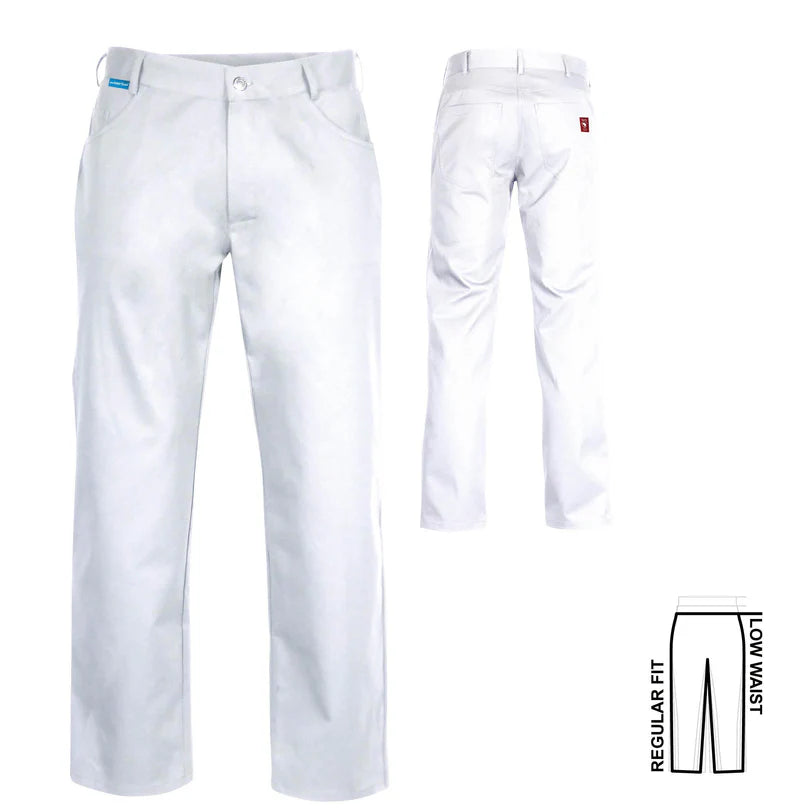 De Berkel HILMAR witte heren 5-pocket broek, regular fit, knoopsluiting, tailleband en zakken, lage taille.