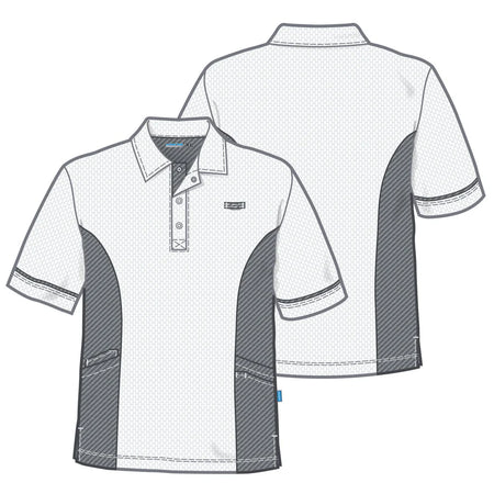 De Berkel TACO unisex polo turquoise/denim met korte mouwen, contrasterende zijkanten en borstzakje.