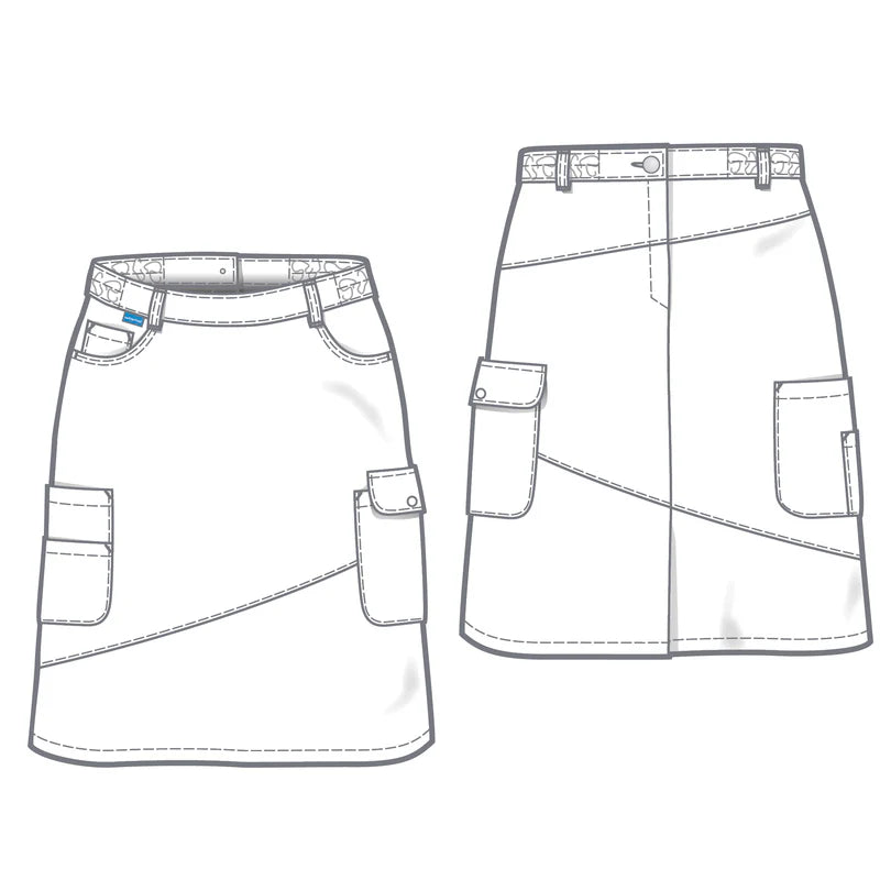 Witte De Berkel NENA rok met cargozakken, decoratieve stiksels en knoopsluiting, gemaakt van polyester.