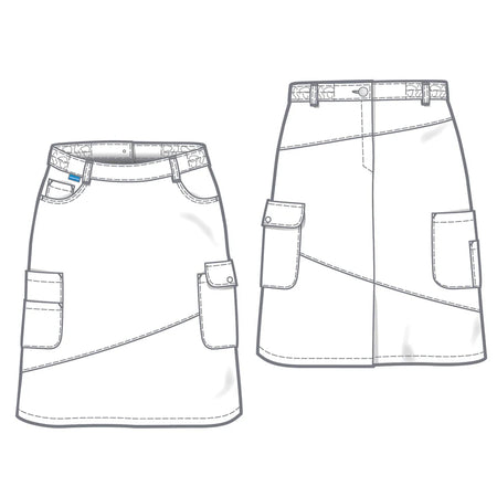 Witte De Berkel NENA rok met cargozakken, decoratieve stiksels en knoopsluiting, gemaakt van polyester.