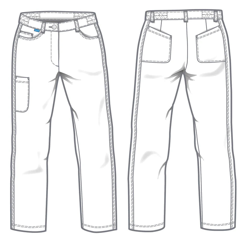 Witte De Berkel MILLY damesbroek met zij- en achterzakken, stevige tailleband en stiksels.