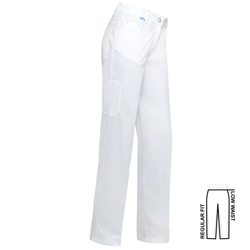 Witte De Berkel THEA damesbroek met elastische tailleband, zijzak en regular fit, laag op de heupen, zonder patroon.
