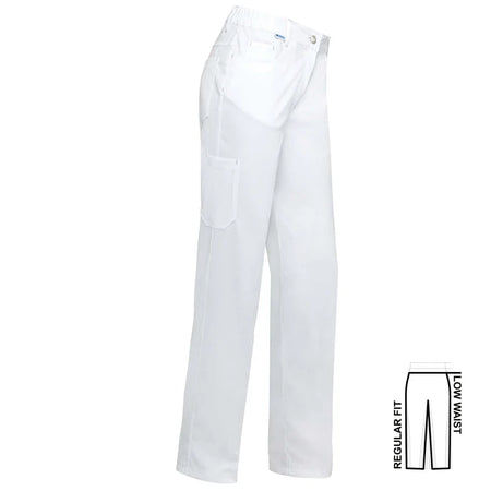 Witte De Berkel THEA damesbroek met elastische tailleband, zijzak en regular fit, laag op de heupen, zonder patroon.