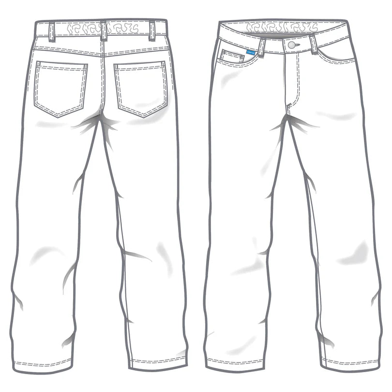 Witte De Berkel THOR herenbroek met steek- en achterzakken, gedetailleerde stiksels en riemlussen.