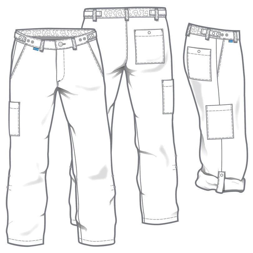 Witte De Berkel TRUDO unisex broek met zijzakken en verstelbare tailleband, ideaal voor professioneel gebruik.