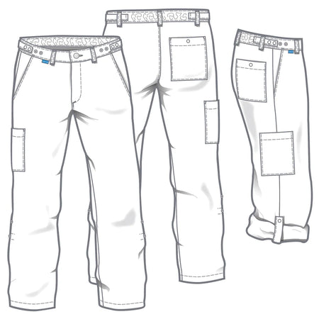Witte De Berkel TRUDO unisex broek met zijzakken en verstelbare tailleband, ideaal voor professioneel gebruik.