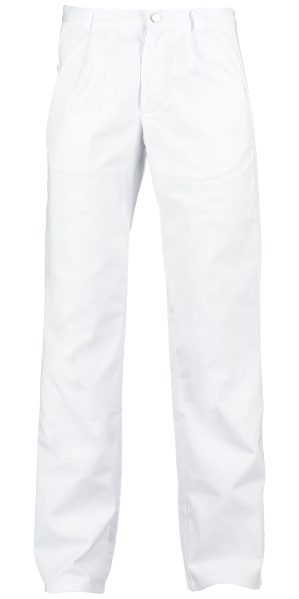 Witte Haen Peter herenpantalon met steekzakken en gladde stof, ideaal voor uniformen of medische professionals.